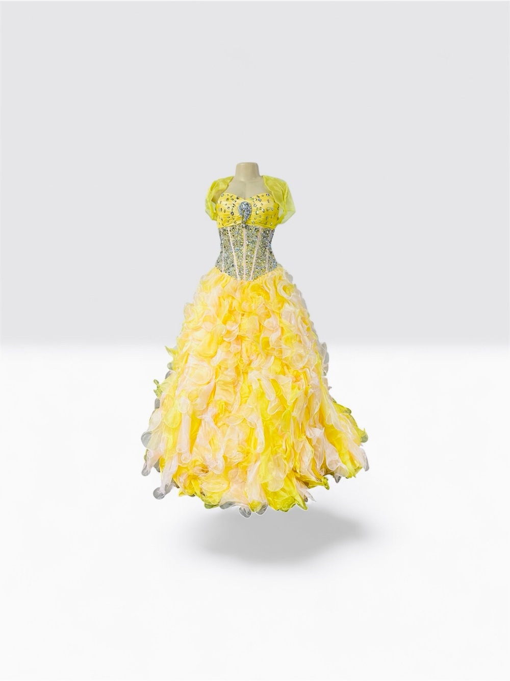 NWT Yellow Rhinestone Quinceañera Collection BallGown